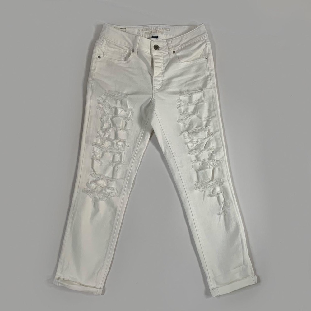 Abercrombie and Fitch White Ripped Jeans